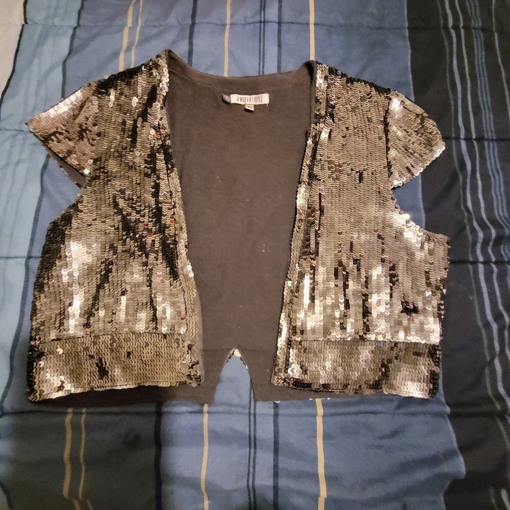 Sequin crop jacket